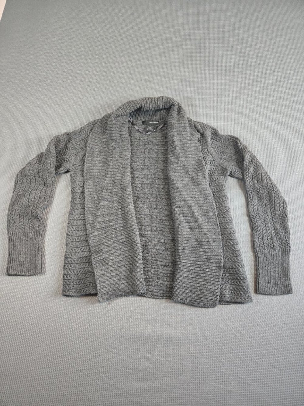 Calvin Klein Jeans Cable Knit Shawl Collar Cardigan Womens M Grey Open Front